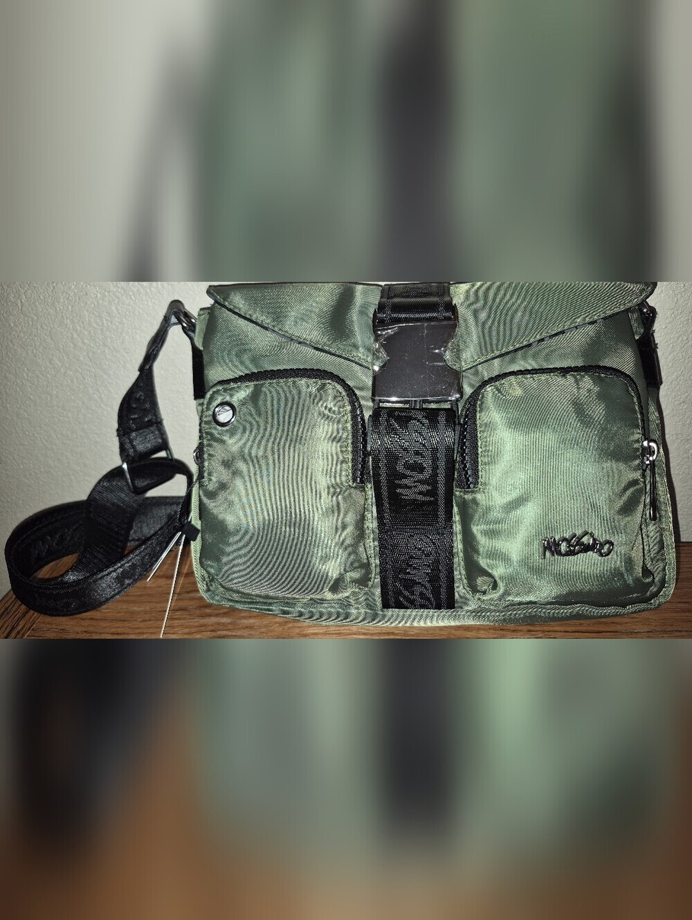 New With Tags Mossimo Nylon Crossbody Bag, Army Green